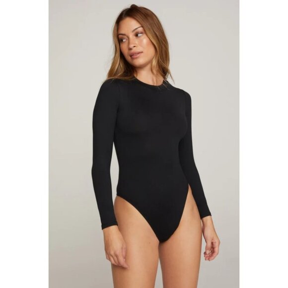 Black Long Sleeve scoop neck Bodysuit wardrobe staple size S - Picture 1 of 15